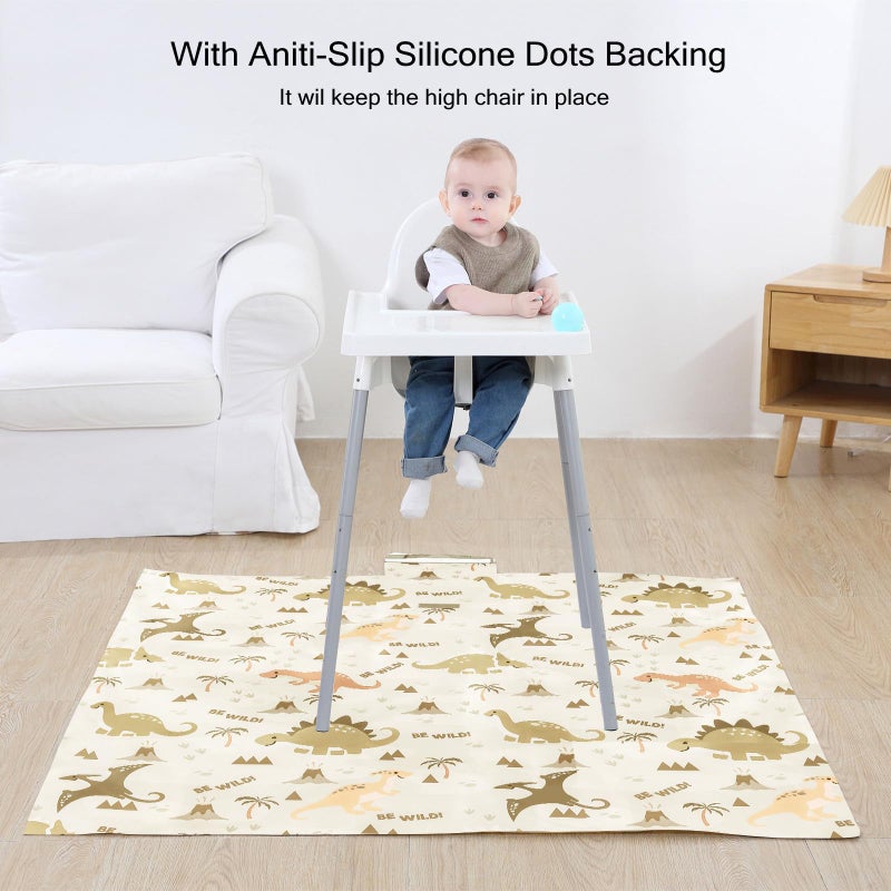 Insular Baby Splat Mat for Under High Chair/Arts/Crafts, Anti Slip and Waterproof Splash Mat for Floor, Portable Picnic Mat, 51x51 Inch, Dinosaur - Image 4