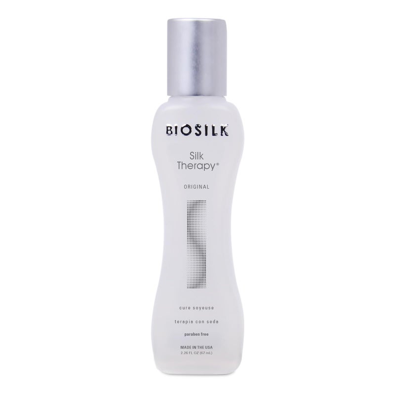 BIOSILK علاج بيوسيلك للعناية بالشعر الأصلي، علاج لإعادة بناء الشعر لإضافة اللمعان والمساعدة في منع تقصف الأطراف، خالي من الكبريتات والبارابين، وخالي من التجارب على الحيوانات، 2.26 أونصة - Image 1