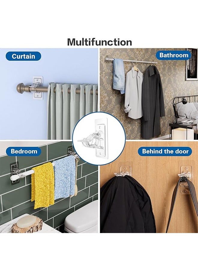 4 Pack No Drill Curtain Rod Brackets, Self Adhesive Curtain Rod Holders, Adjustable Nail Free Rod Bracket for Bedroom Bathroom and Living Room Hotel Use - Image 5