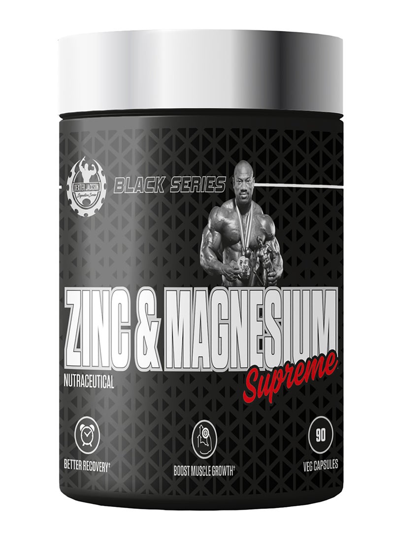 DEXTER JACKSON Black Series ZMA 90 Veg Capsules – Muscle Recovery & Growth Support - Zinc & Magnesium - Image 1