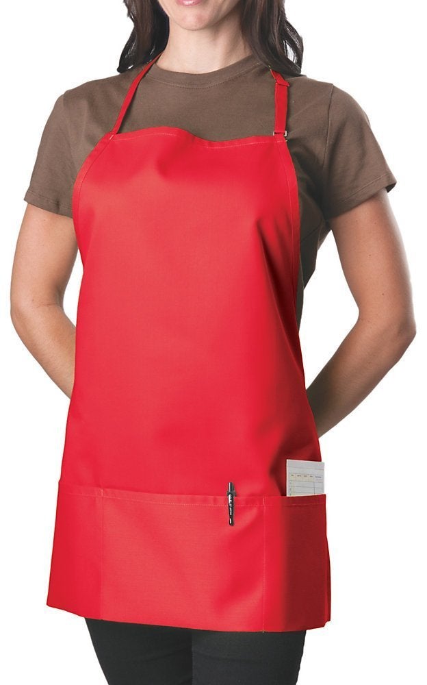 KNG Red 3 Pocket Adjustable Bib Apron for Men and Women  Pack of 6