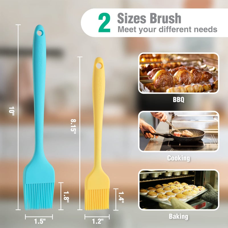 HAUSHOF Silicone Basting Pastry Brush, Heat Resistant Pastry Brush Set, One-Piece Design, Perfect for Baking, Grilling, Spreading Oil, Butter, BBQ Sauce, or Marinade, Dishwasher Safe - Image 2