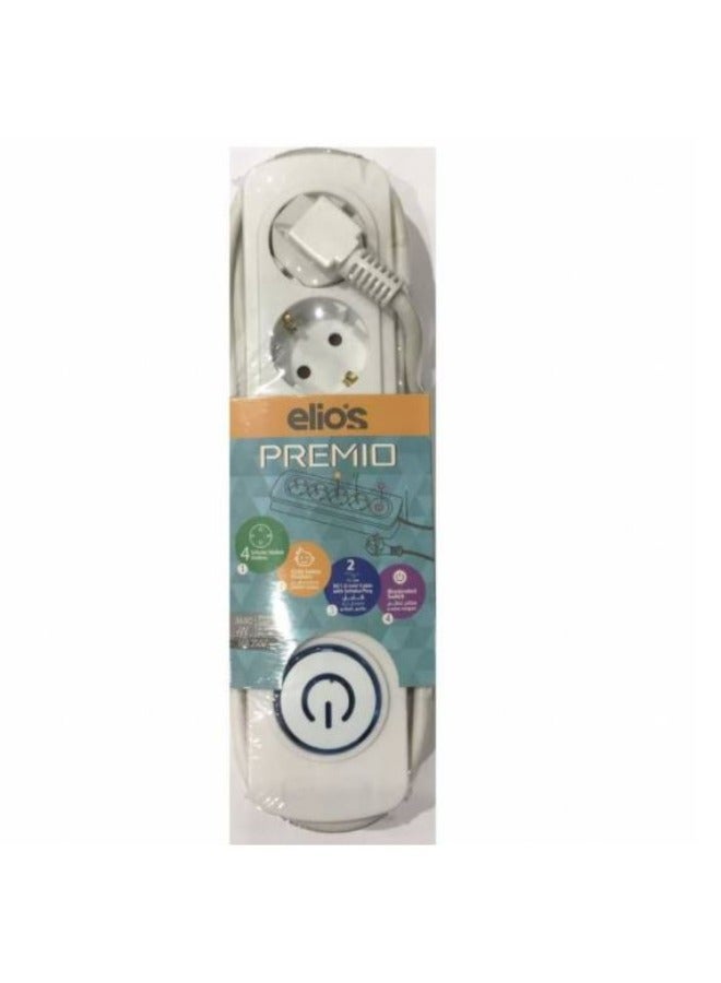 إليوس Elios مشترك كهرباء Electric Power Premio مع 4 منافذ - موديل 6223004126239 - أبيض - Image 2