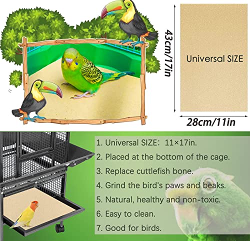 Firdnyohs 20PCS Gravel Paper for Bird Cage,11x17 Inch Bird cage Liner Gravel Paper Special for Bird Cage in sea Sand-Great for Hard-Billed Birds Safe& Clean & Easy for Improved Digestion… - Image 4