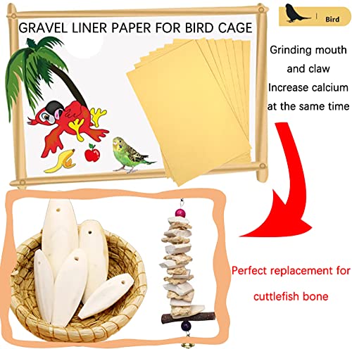 Firdnyohs 20PCS Gravel Paper for Bird Cage,11x17 Inch Bird cage Liner Gravel Paper Special for Bird Cage in sea Sand-Great for Hard-Billed Birds Safe& Clean & Easy for Improved Digestion… - Image 5