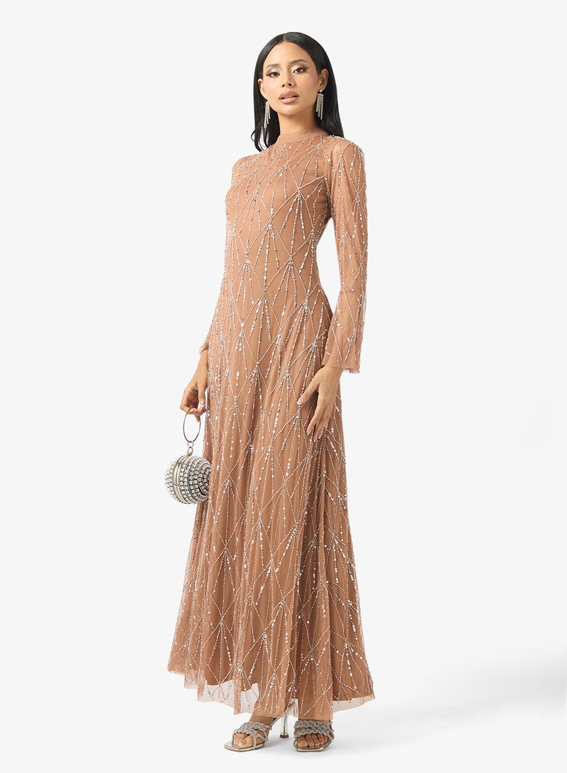 Amelia Rose Flared Sleeve Sequin Maxi Dress - Image 4