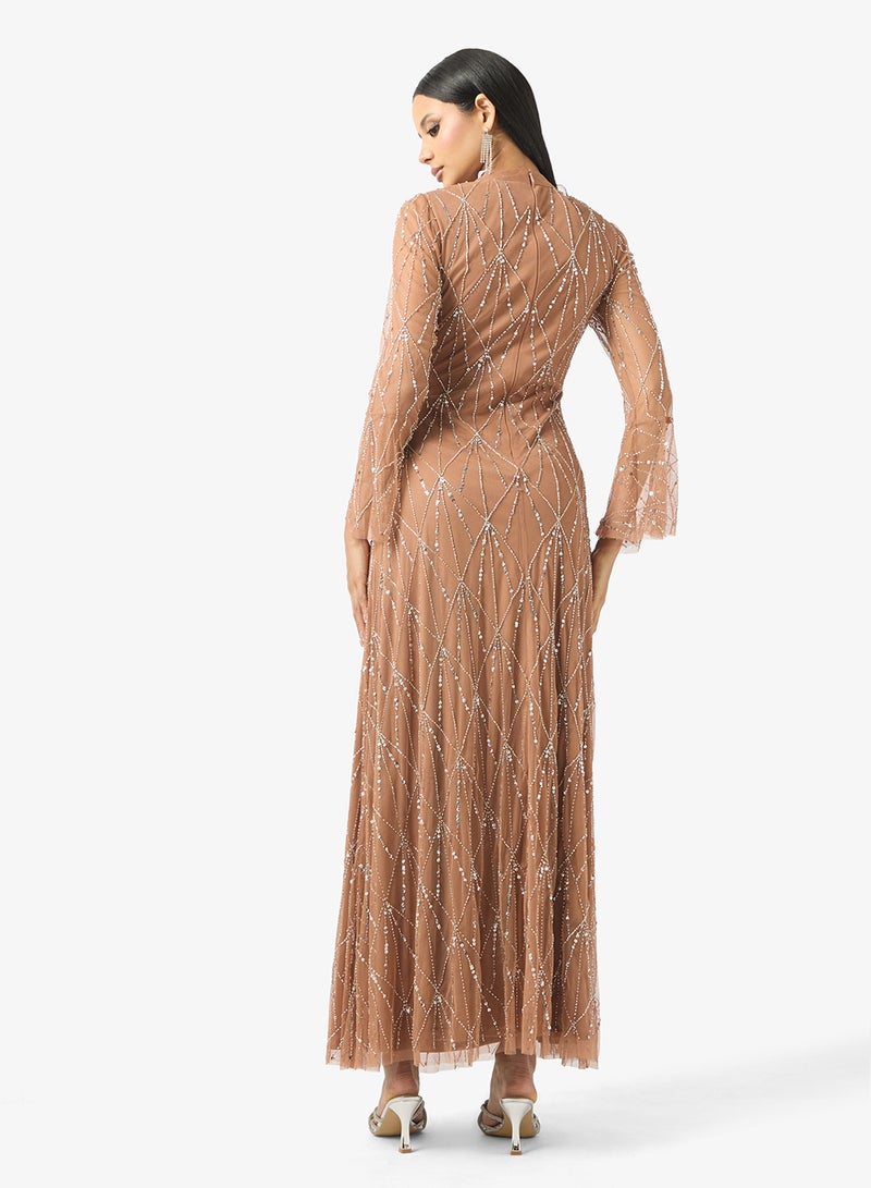 Amelia Rose Flared Sleeve Sequin Maxi Dress - Image 2