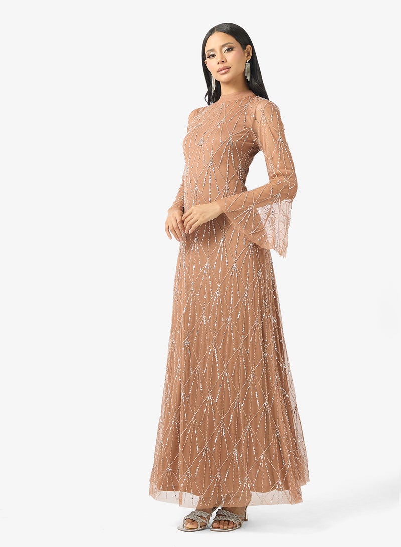 Amelia Rose Flared Sleeve Sequin Maxi Dress - Image 1