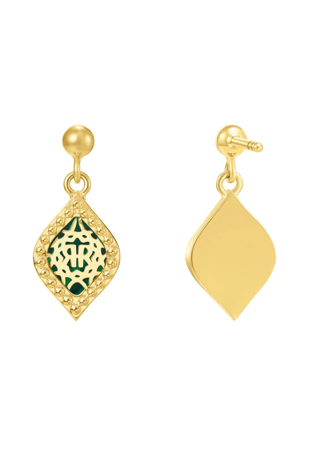 CERRUTI 1881 Esmeralda Gold Plated Malachite Crystals Earrings