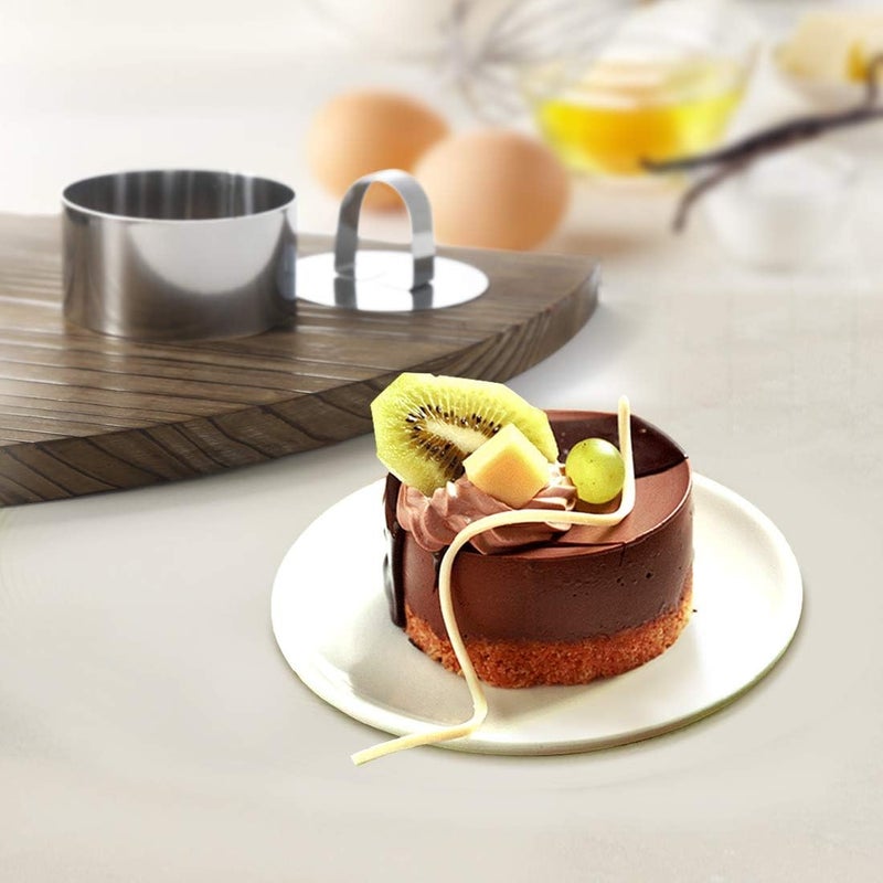 ONEDONE Cake Ring Molds for Baking 3.15" Round Stainless Steel Mousse Molds Pastry Rings with Pusher, Tuna Tartare Mold, Set of 4, Mother's Day Gifts - Image 2