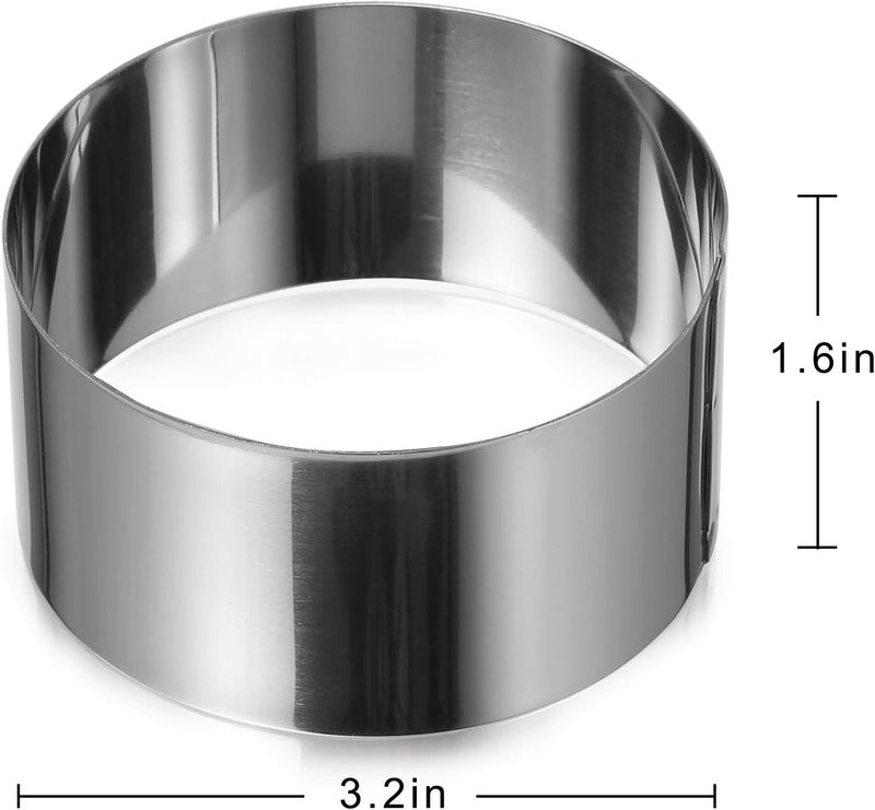 ONEDONE Cake Ring Molds for Baking 3.15" Round Stainless Steel Mousse Molds Pastry Rings with Pusher, Tuna Tartare Mold, Set of 4, Mother's Day Gifts - Image 5