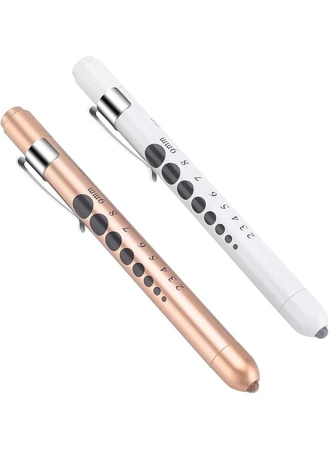 PROMASS promass 2Pcs Pen Light with Pupil Gauge, LED Penlight for Nurses Doctors, Reusable Medical Penlight for Nursing Students 