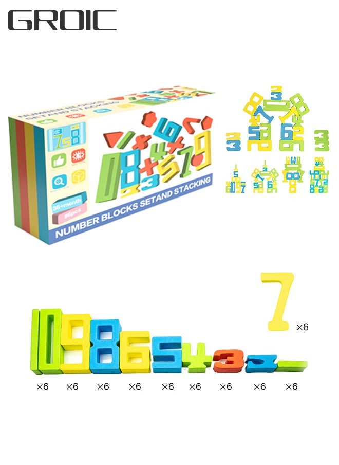 GROIC - Foam Math Blocks Educational Toys, Including Math Manipulatives, Balanced Stacking, Memory Training, Unique Number Blocks for Math, Ages 3 and up as Gifts, Party Games, Education - Image 1