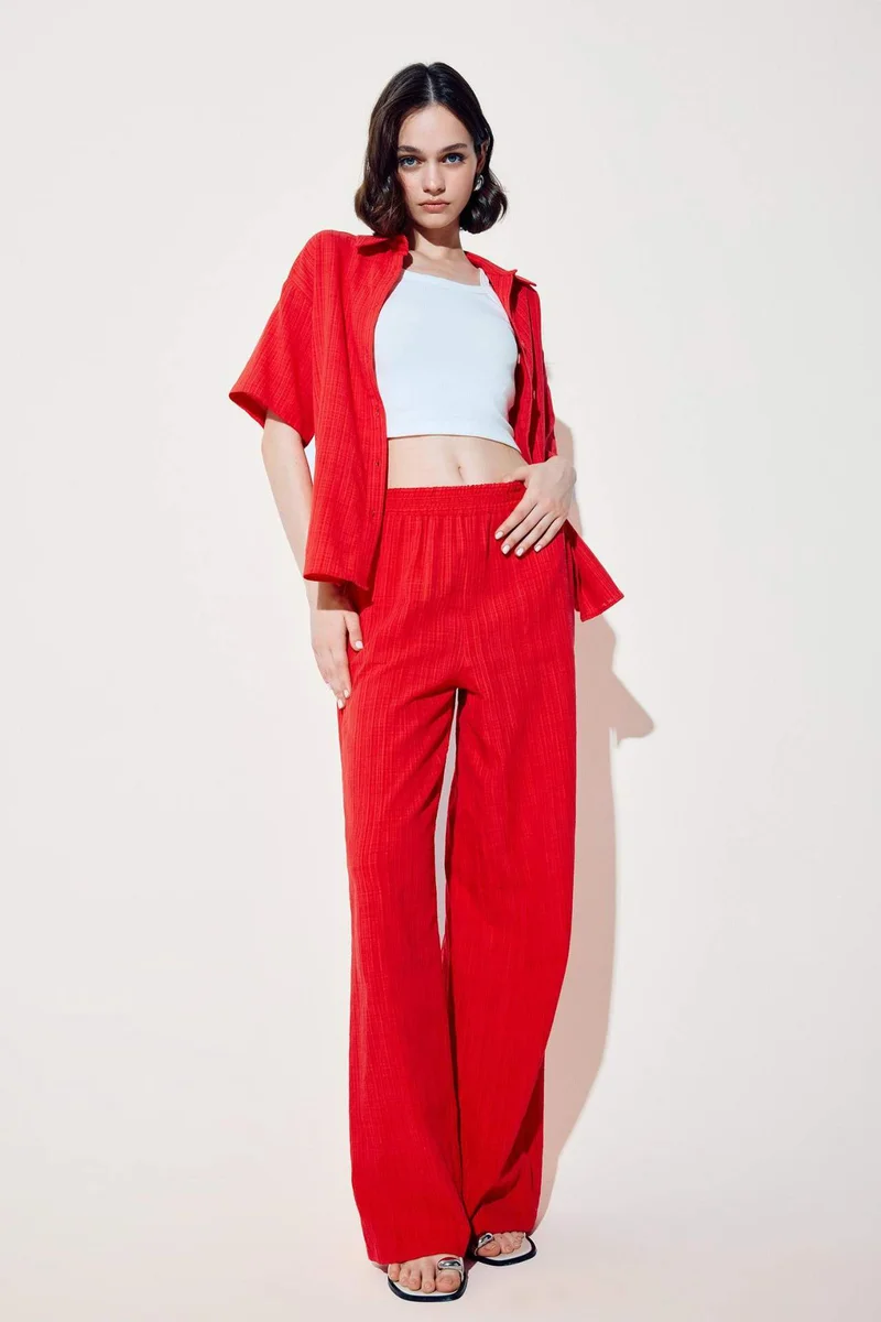 ديفاكتو Wide Leg High Waist Trousers