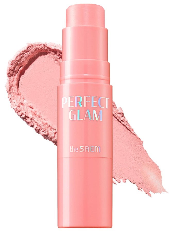 THESAEM Perfect Glam Stick Blusher with Blending Sponge PK01 Pink Fairy - Milky Pink Color Cream Blush Stick Balm for Cheeks - Silky Smooth Formula with Natural Dewy Finish, 0.2oz. - Image 1