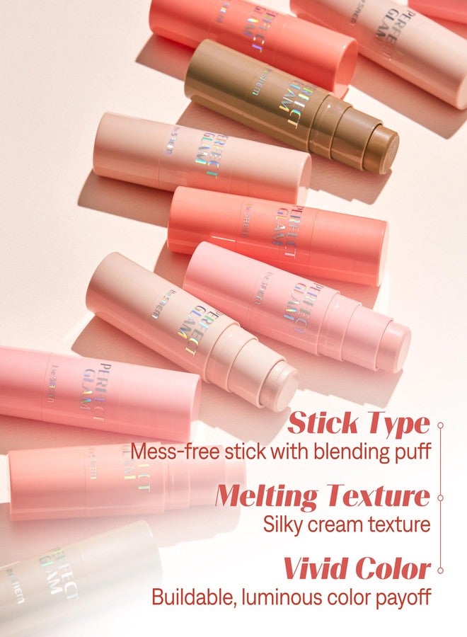 THESAEM Perfect Glam Stick Blusher with Blending Sponge PK01 Pink Fairy - Milky Pink Color Cream Blush Stick Balm for Cheeks - Silky Smooth Formula with Natural Dewy Finish, 0.2oz. - Image 2