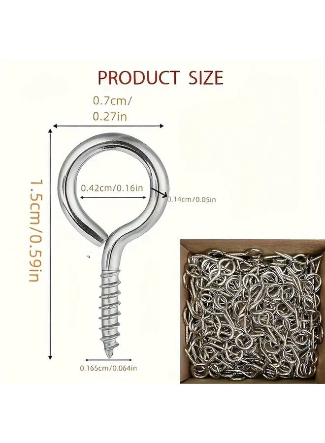 99 Pcs Silvery Stainless Steel Screw Eye Hooks Heavy Duty Corrosion Resistant for DIY Jewelry Christmas Decor - Image 3