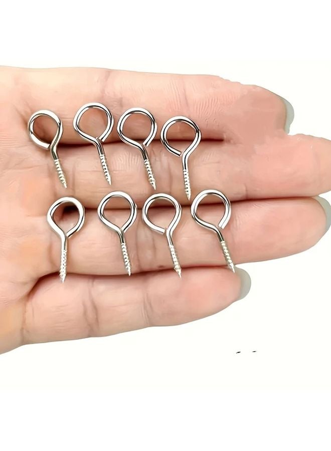99 Pcs Silvery Stainless Steel Screw Eye Hooks Heavy Duty Corrosion Resistant for DIY Jewelry Christmas Decor - Image 2