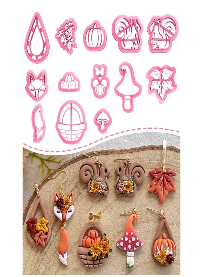 Keoker Fall Polymer Clay Cutters for Polymer Clay Jewelry, 13 shapes Clay Earring Cutters Fall, Autumn Theme - Image 1