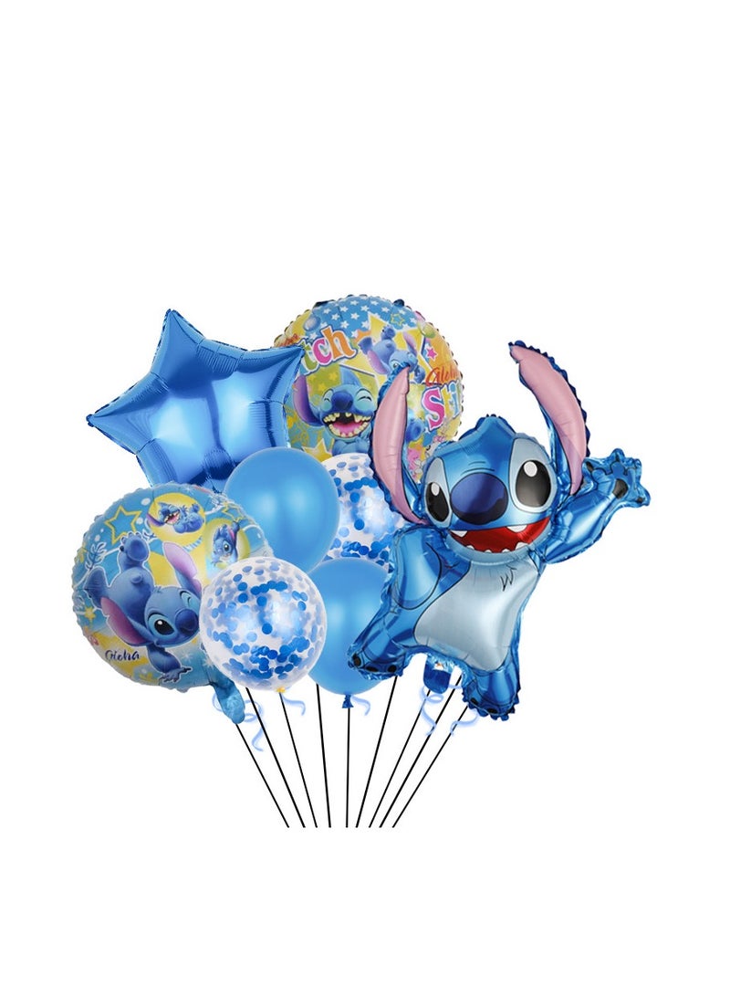 8pcs /set balloons baby kawaii cartoon anime character aluminum foil lilo stitch theme party foil balloon set for birthday party decoration aluminum film balloons kids toys party supplies - Image 1