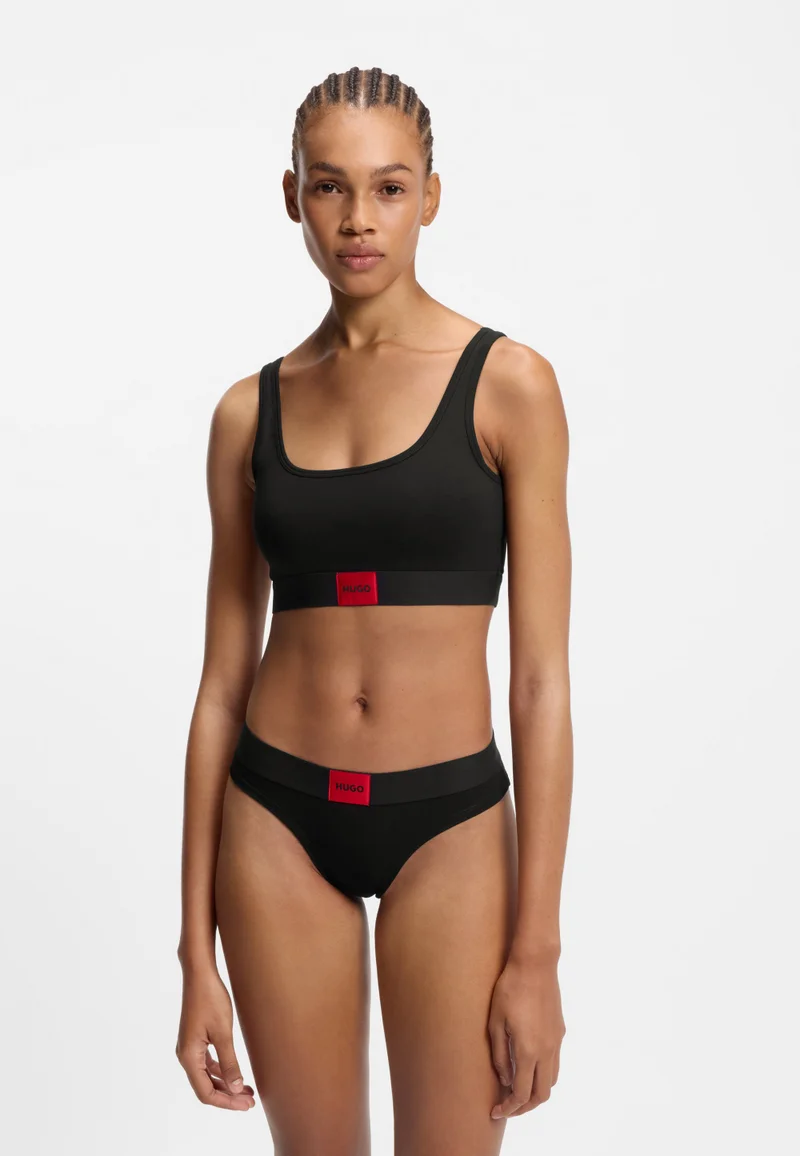 هوجو سراويل داخلية قطنية مطاطية بخصر عادي وملصق شعار