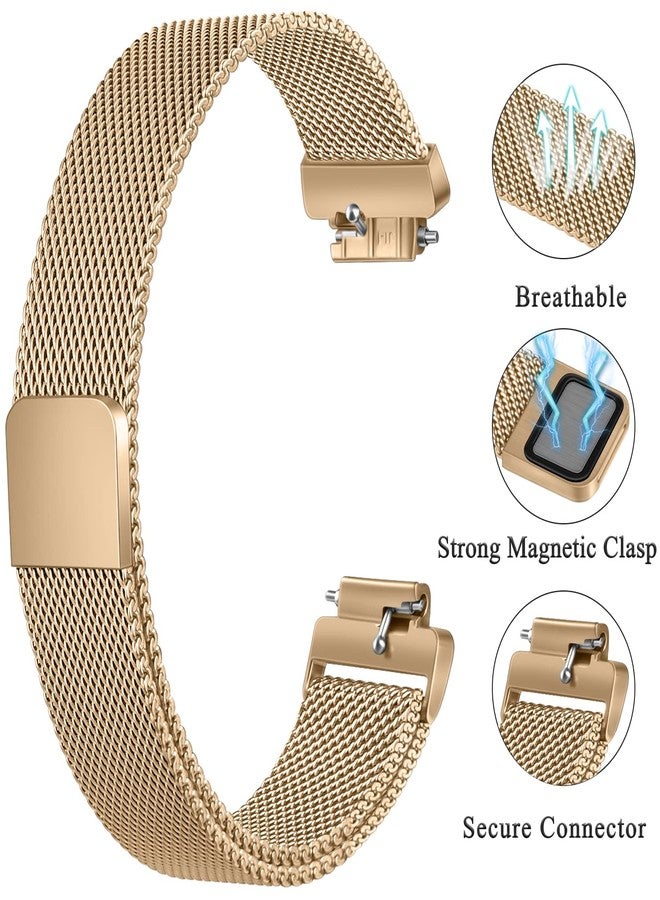Vanjua for Fitbit Inspire 2 Bands Women Men, Stainless Steel Metal Mesh Loop Adjustable Magnetic Wristband Replacement Strap for Fitbit Inspire 2,Inspire HR,Inspire Fitness Tracker (Small, Rose Gold) - Image 3