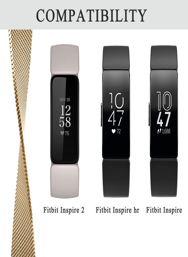 Vanjua for Fitbit Inspire 2 Bands Women Men, Stainless Steel Metal Mesh Loop Adjustable Magnetic Wristband Replacement Strap for Fitbit Inspire 2,Inspire HR,Inspire Fitness Tracker (Small, Rose Gold) - Image 2