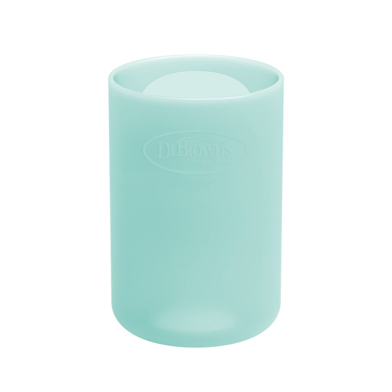 KRISP Dr. Brown's Options+ Glass Baby Bottle Sleeve, 100 Percent Silicone, 4oz/120 ml, For Narrow Neck Glass Bottles, Mint, Pack of 1 - Image 1