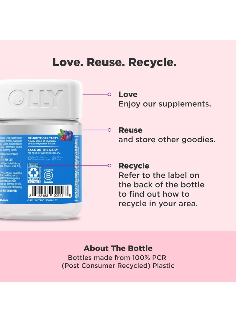 OLLY Glowing Skin Gummy, Hydrated & Youthful Skin,* Hyaluronic Acid, Collagen Peptides, Sea Buckthorn, Plump Berry Flavor, 25 Day Supply - 50 Count - Image 3