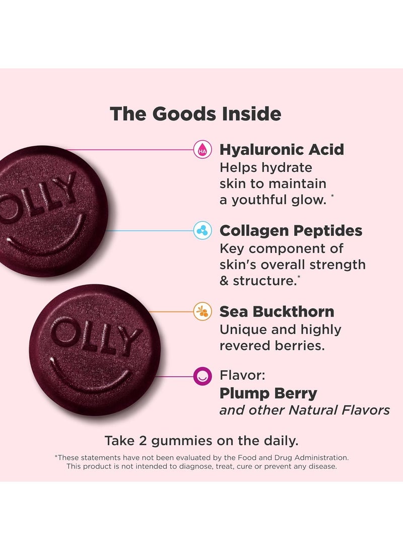 OLLY Glowing Skin Gummy, Hydrated & Youthful Skin,* Hyaluronic Acid, Collagen Peptides, Sea Buckthorn, Plump Berry Flavor, 25 Day Supply - 50 Count - Image 2