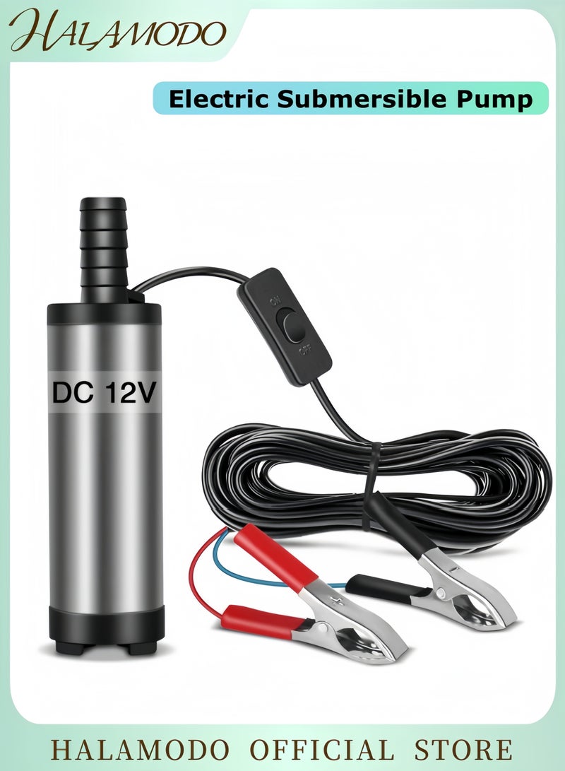HALAMODO Electric Stainless Steel Submersible Pump Multifunctional Electric Oil Pump Diesel Fuel Transfer Pump with Filter Submersible Water Pump for Automotive & Farm & Marina Use - Image 1