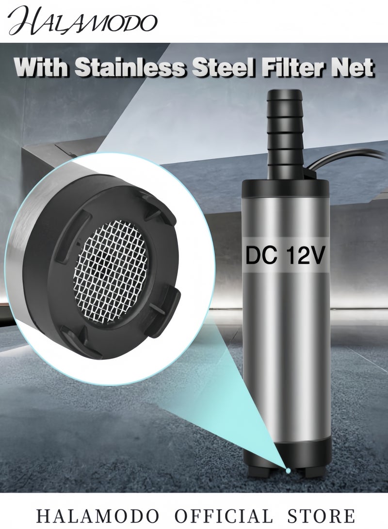 HALAMODO Electric Stainless Steel Submersible Pump Multifunctional Electric Oil Pump Diesel Fuel Transfer Pump with Filter Submersible Water Pump for Automotive & Farm & Marina Use - Image 4