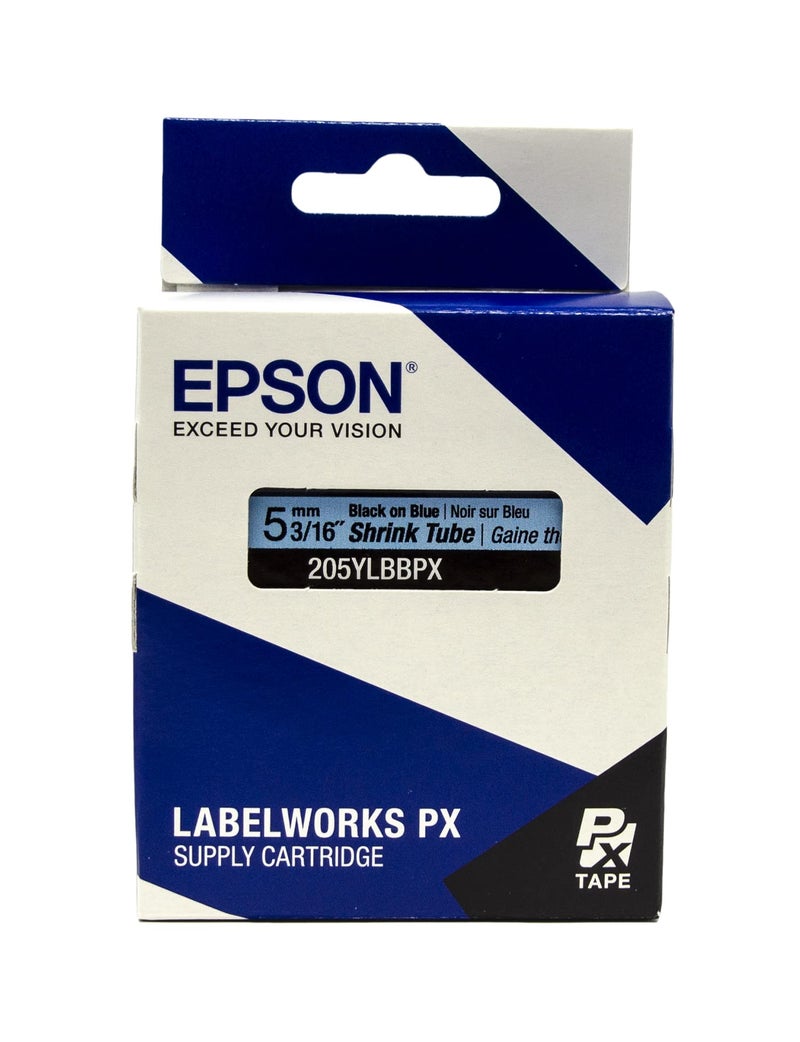 LABELWORKS Epson LABELWORKS 205YLBBPX Genuine Shrink Tube AWG 10-18 Black on Blue Shrink Tube - 3/16" (5MM) Wide, 98" - Image 5