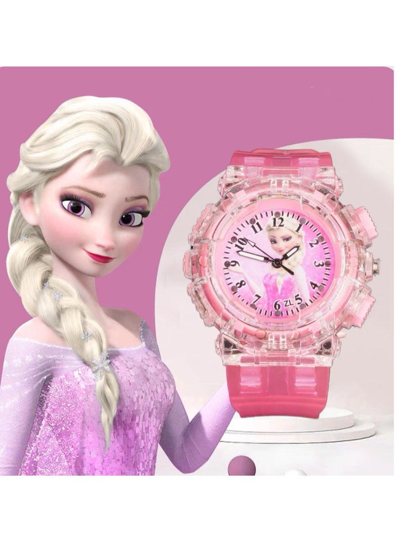 Disney - Frozen Elsa Girls Watch, Cartoon Digital Watch for Kids, Child Colorful Luminous Cartoon Quartz Wrist Watch - Image 1