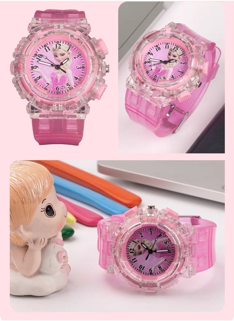 Disney - Frozen Elsa Girls Watch, Cartoon Digital Watch for Kids, Child Colorful Luminous Cartoon Quartz Wrist Watch - Image 1