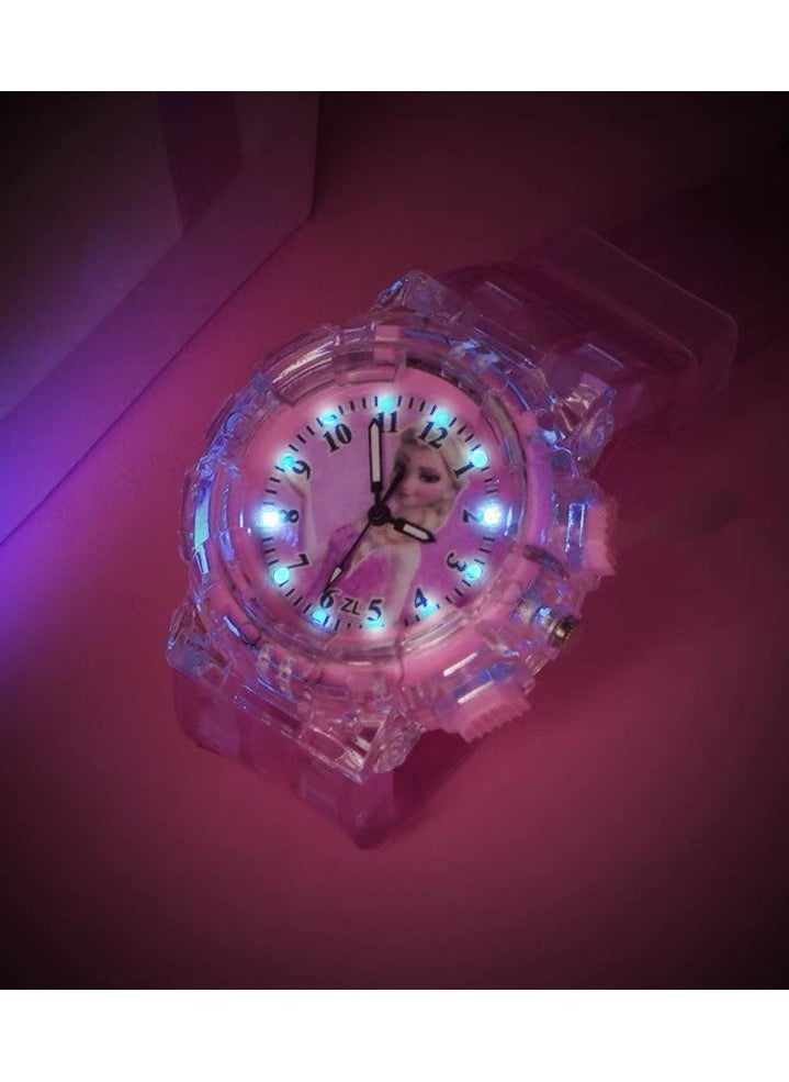 Disney - Frozen Elsa Girls Watch, Cartoon Digital Watch for Kids, Child Colorful Luminous Cartoon Quartz Wrist Watch - Image 1