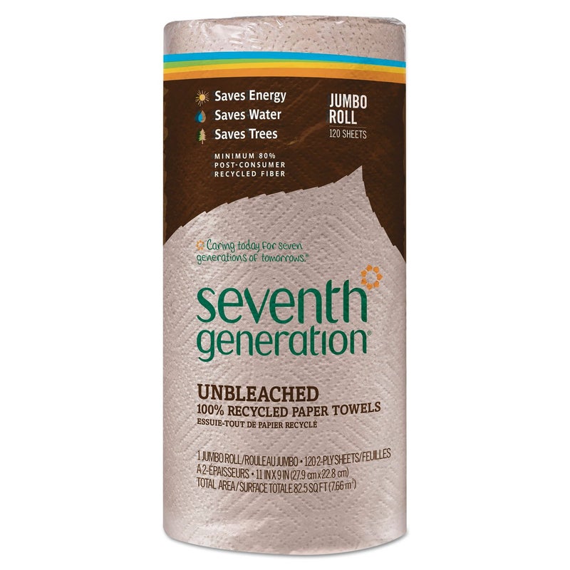 Seventh Generation Unbleached Paper Towels 100 Recycled Paper 30 Jumbo Rolls