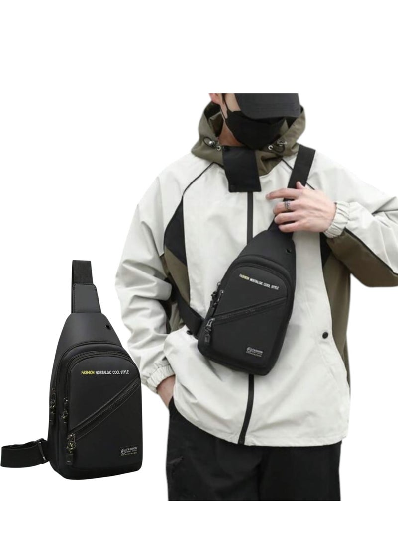 Generic - New Waterproof Anti-Friction Chest Bag, Fashion Oxford Cloth Small Backpack for Men, Shoulder Bag with Headphone Hole, Multifunctional Large Capacity Waist Bag for Outdoor Travel Hiking - Image 1
