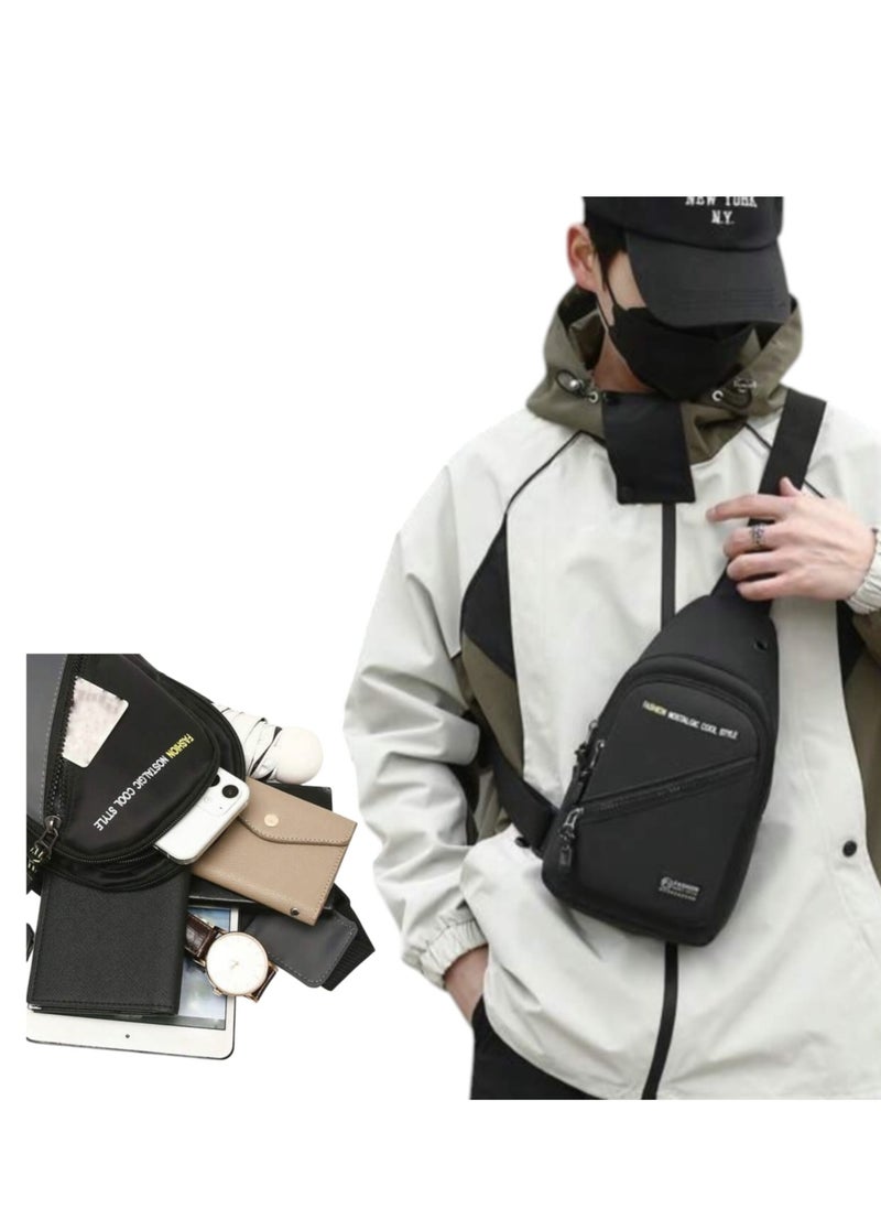 Generic - New Waterproof Anti-Friction Chest Bag, Fashion Oxford Cloth Small Backpack for Men, Shoulder Bag with Headphone Hole, Multifunctional Large Capacity Waist Bag for Outdoor Travel Hiking - Image 1