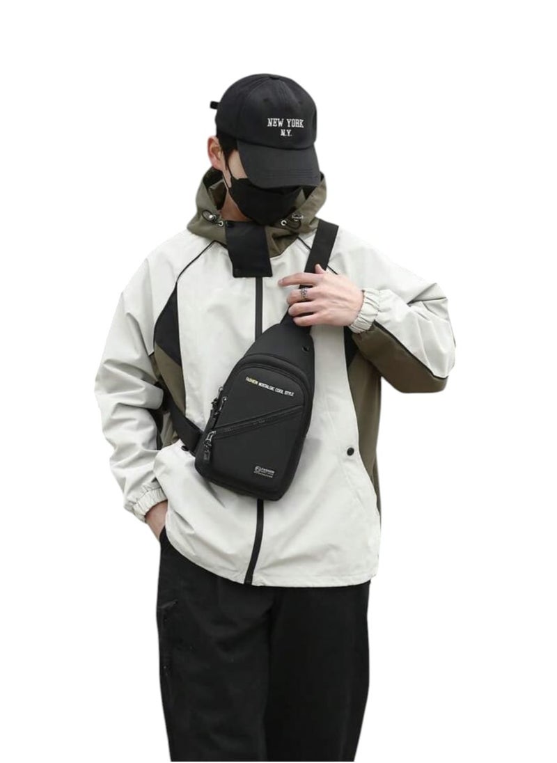 Generic - New Waterproof Anti-Friction Chest Bag, Fashion Oxford Cloth Small Backpack for Men, Shoulder Bag with Headphone Hole, Multifunctional Large Capacity Waist Bag for Outdoor Travel Hiking - Image 1