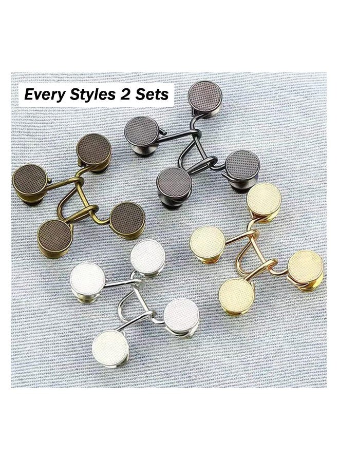 Adjustable Waist Buckle Extender Set 8 Set 4 Style Jean Button Pins No Sewing Required Pants Clips for Waist Pant Waist Tightener for Jeans Dress Perfect Fit Instant Button