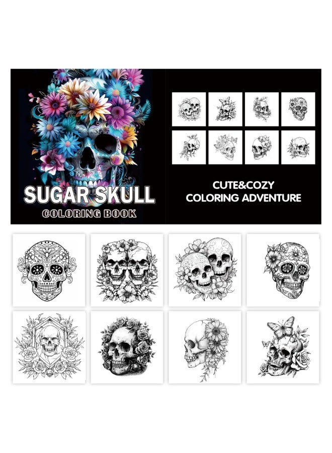 Capstro Sugar Skull Coloring Book – 24 Unique Designs Creative Art Coloring Pages for Relaxation & Mindfulness Drawing Activity Book for Adults & Teens Screen Free Stress Relief Art – Sugar Skull - Image 2