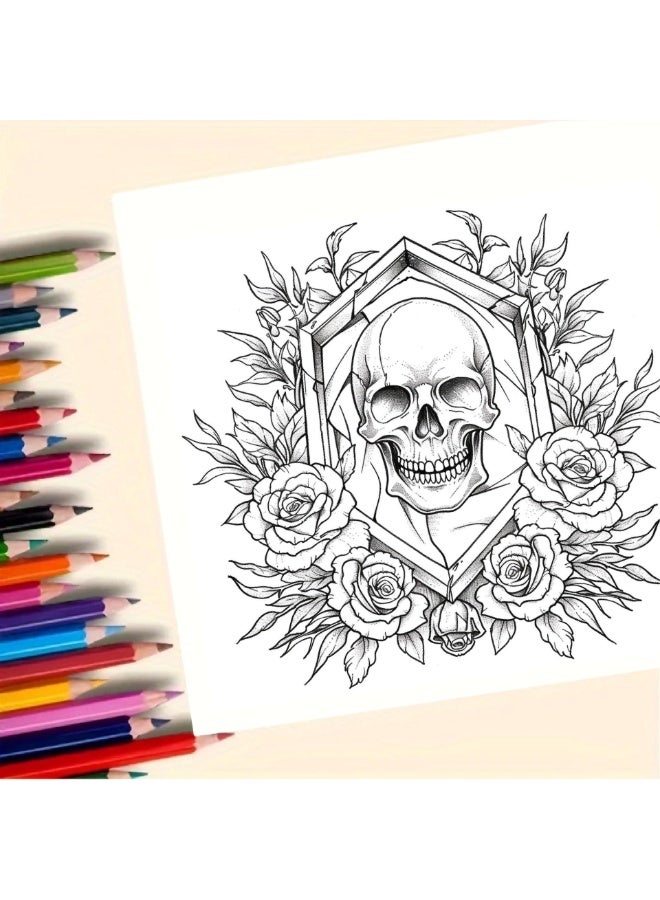 Capstro Sugar Skull Coloring Book – 24 Unique Designs Creative Art Coloring Pages for Relaxation & Mindfulness Drawing Activity Book for Adults & Teens Screen Free Stress Relief Art – Sugar Skull - Image 4