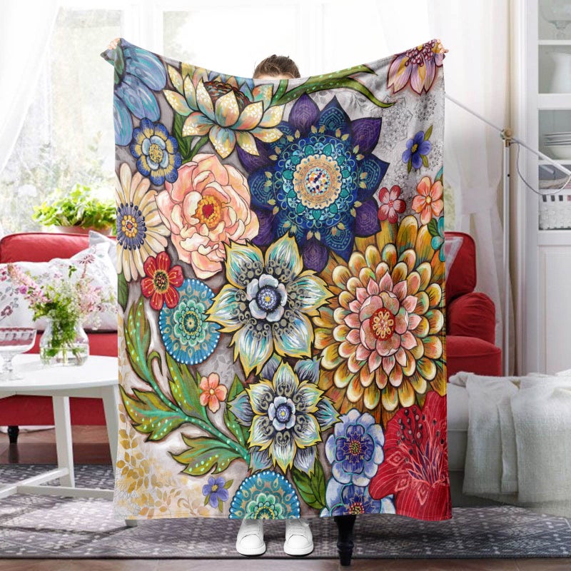 Neasow Floral Fleece Throw Blanket Vibrant Color Boho Flowers Blossom Cozy Decor Throws for Sofa Bed Couch Chair or Dorm 4050 inch