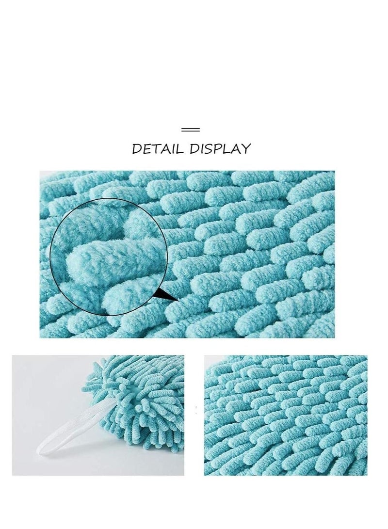 MahMir MahMir Microfiber Hand Towel Ball Fast Drying Chenille Hand Towel Ball Absorbent Soft Towel Microfiber Hand Towels for Bathroom Kitchen Hand Drying Puff Green + White 2-Pack  - Image 5