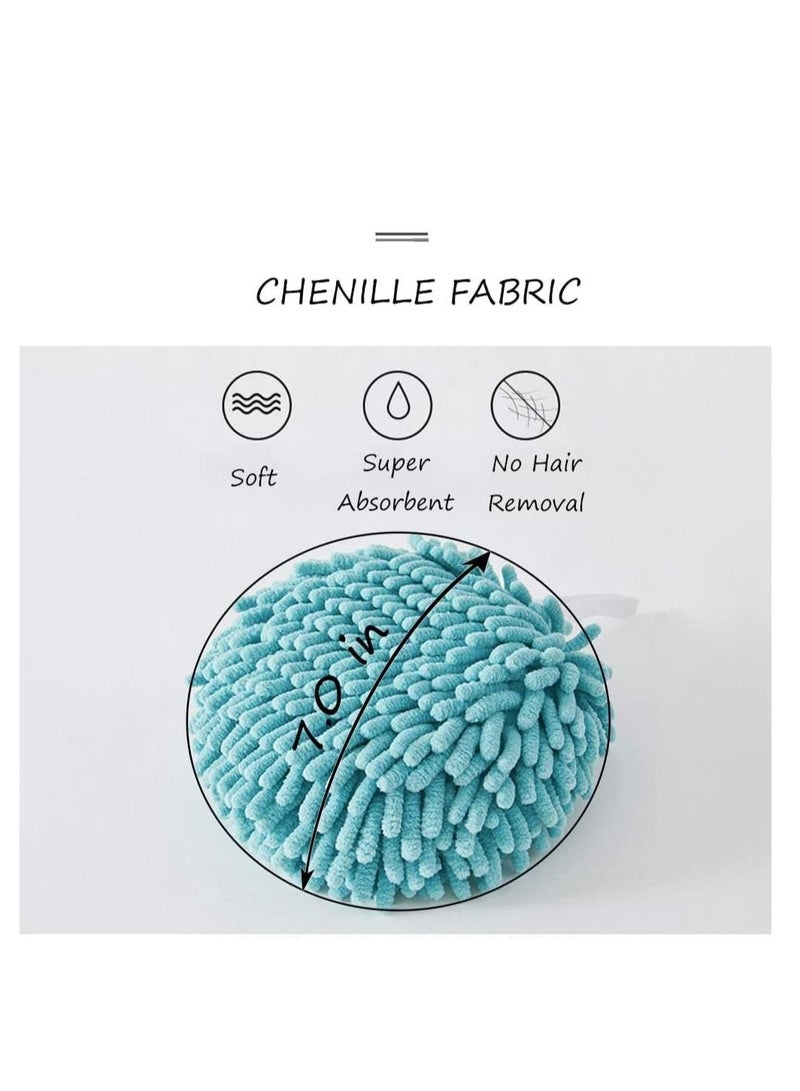MahMir MahMir Microfiber Hand Towel Ball Fast Drying Chenille Hand Towel Ball Absorbent Soft Towel Microfiber Hand Towels for Bathroom Kitchen Hand Drying Puff Green + White 2-Pack  - Image 3