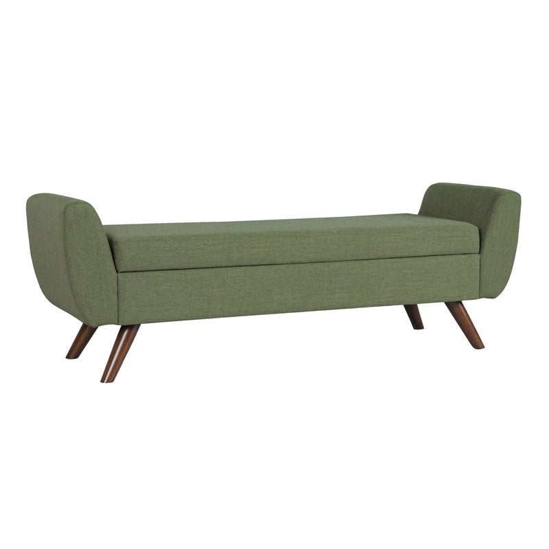 HomePop HomePop Modern Storage Bench with Wood Legs Home DcorBench with Storage for Living Room  Bedroom  Olive Green Woven