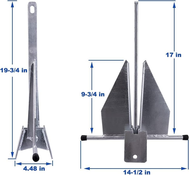 MARINE SYSTEM Galvanized Fluke Anchor 8 LB 10 LB 13 lb for Different Size Boats Pontoon, Deck, Fishing, and Sail (8 LB: 12-22 FT Boats) - Image 4