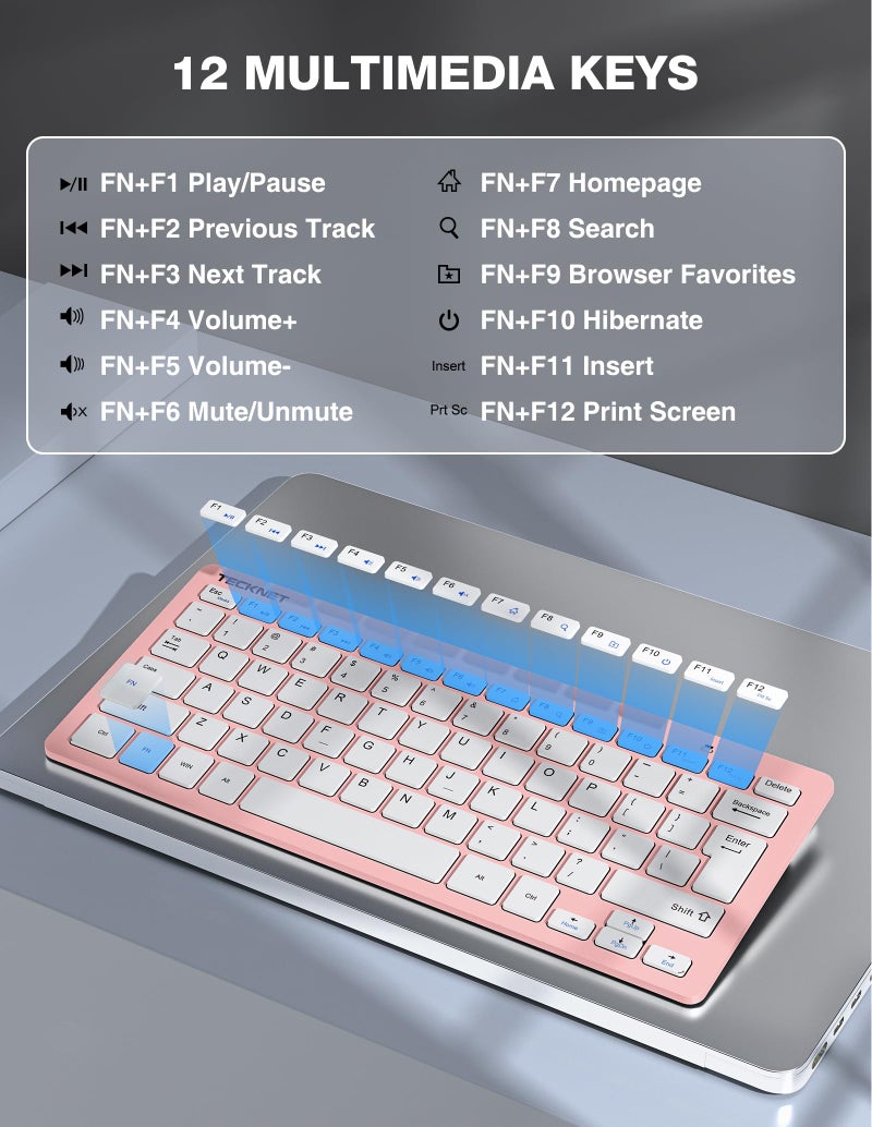 TECKNET Wireless Keyboard and Mouse Combo, Mini Cordless Computer Keyboard and Mouse Set 2.4GHz, Silent Adjustable 1600 DPI, Quiet Click, Lag-Free for Computer, Laptop, PC, Windows, Mac, Chrome OS - Image 5