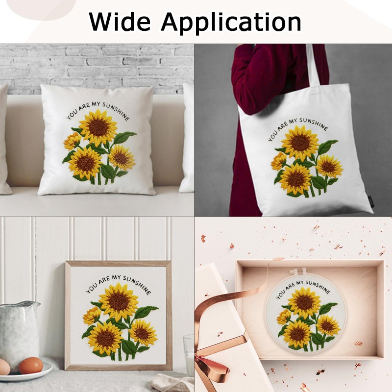 Nuberlic Sunflower Embroidery Kit for Beginners -Adults Starter Cross Stitch Kit DIY Needlepoint with Hoop, Pre-Printed Fabric, Threads & Step-by-Step Guide - Image 5